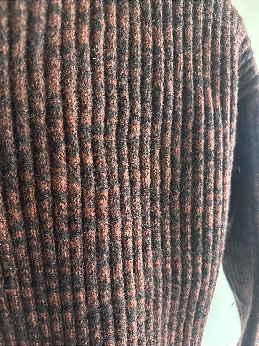 Men's Brown Ribbed Button Cardigan - Picture 5 of 7